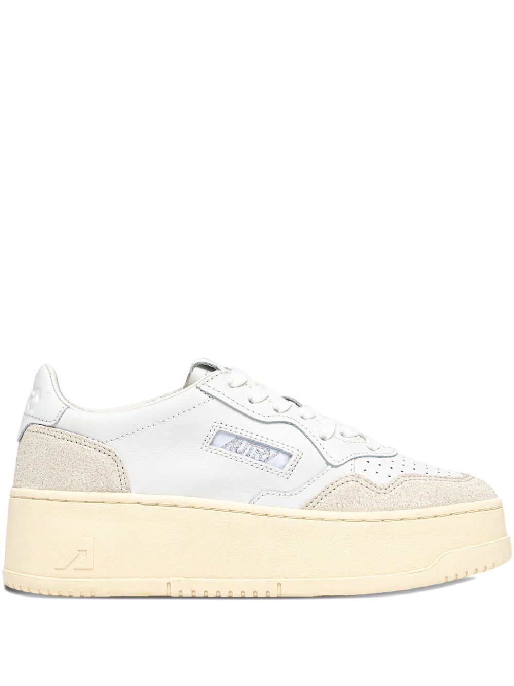 Low-Top Leather Sneakers with Perforated Detailing