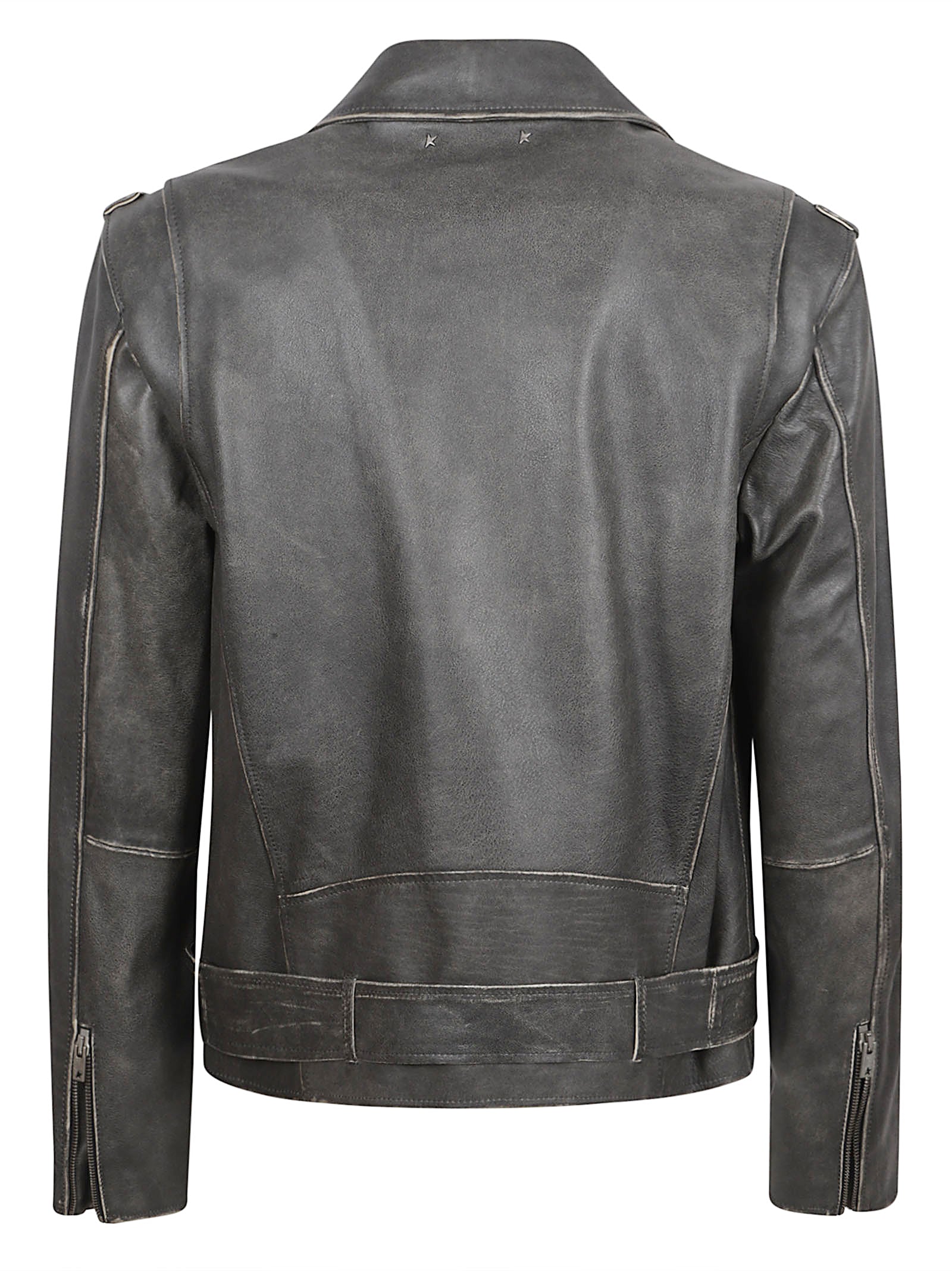 Hammered Leather Biker Jacket