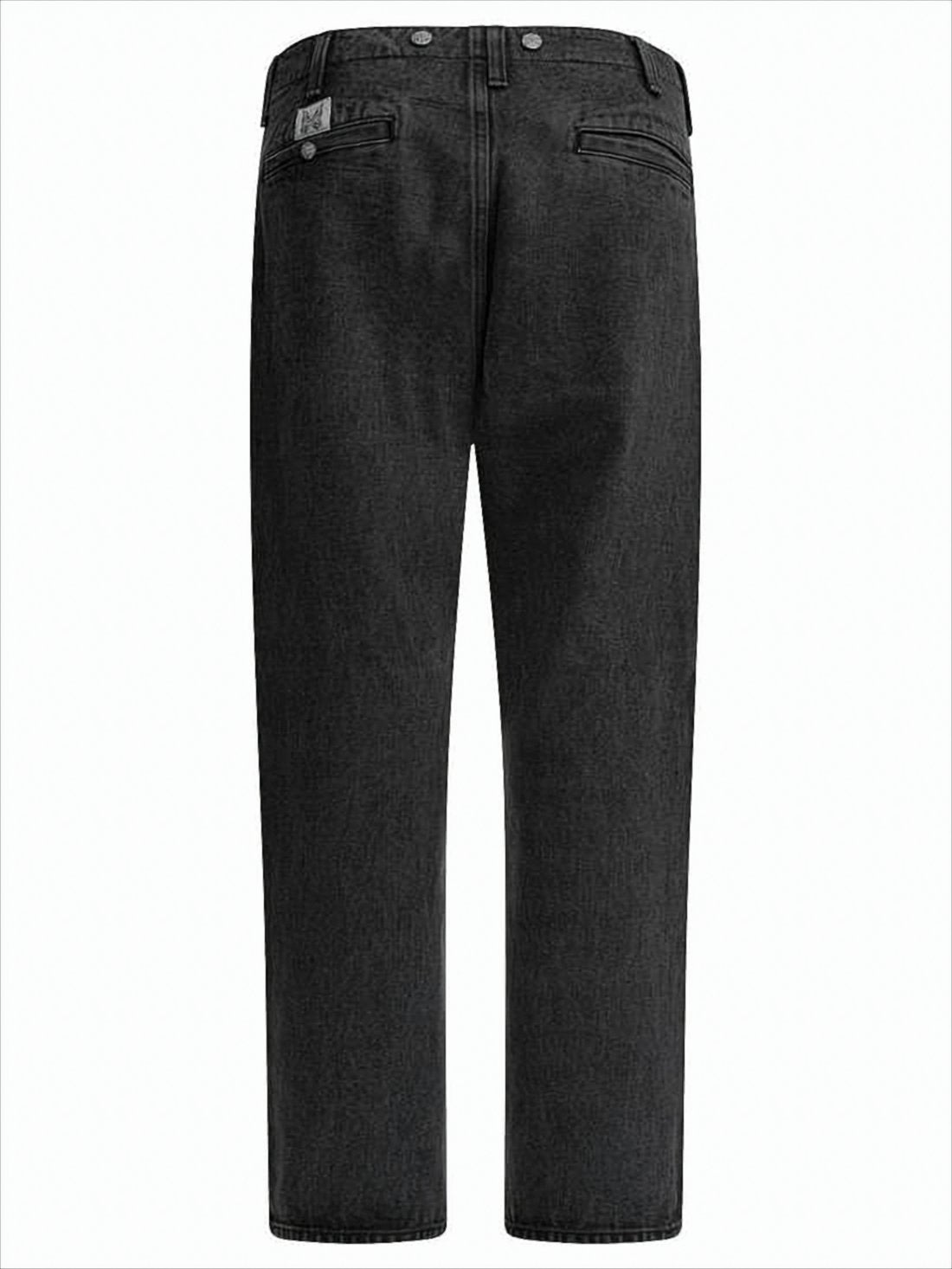 Washed Black Straight-Leg Denim Pants