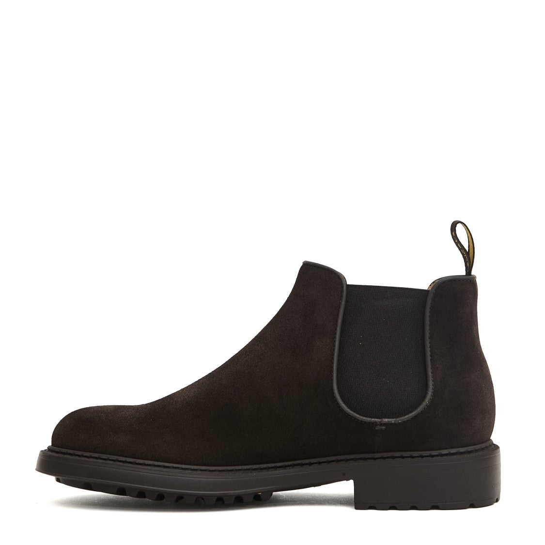 Brown Suede Ankle Boots With Elastic Side Panels And Durable Rubber Sole