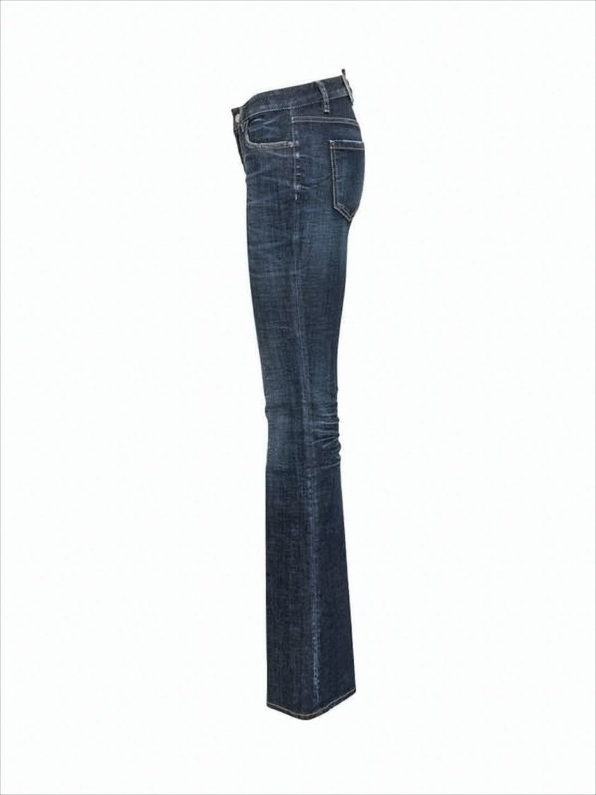Mid-Rise Flared Denim Pants