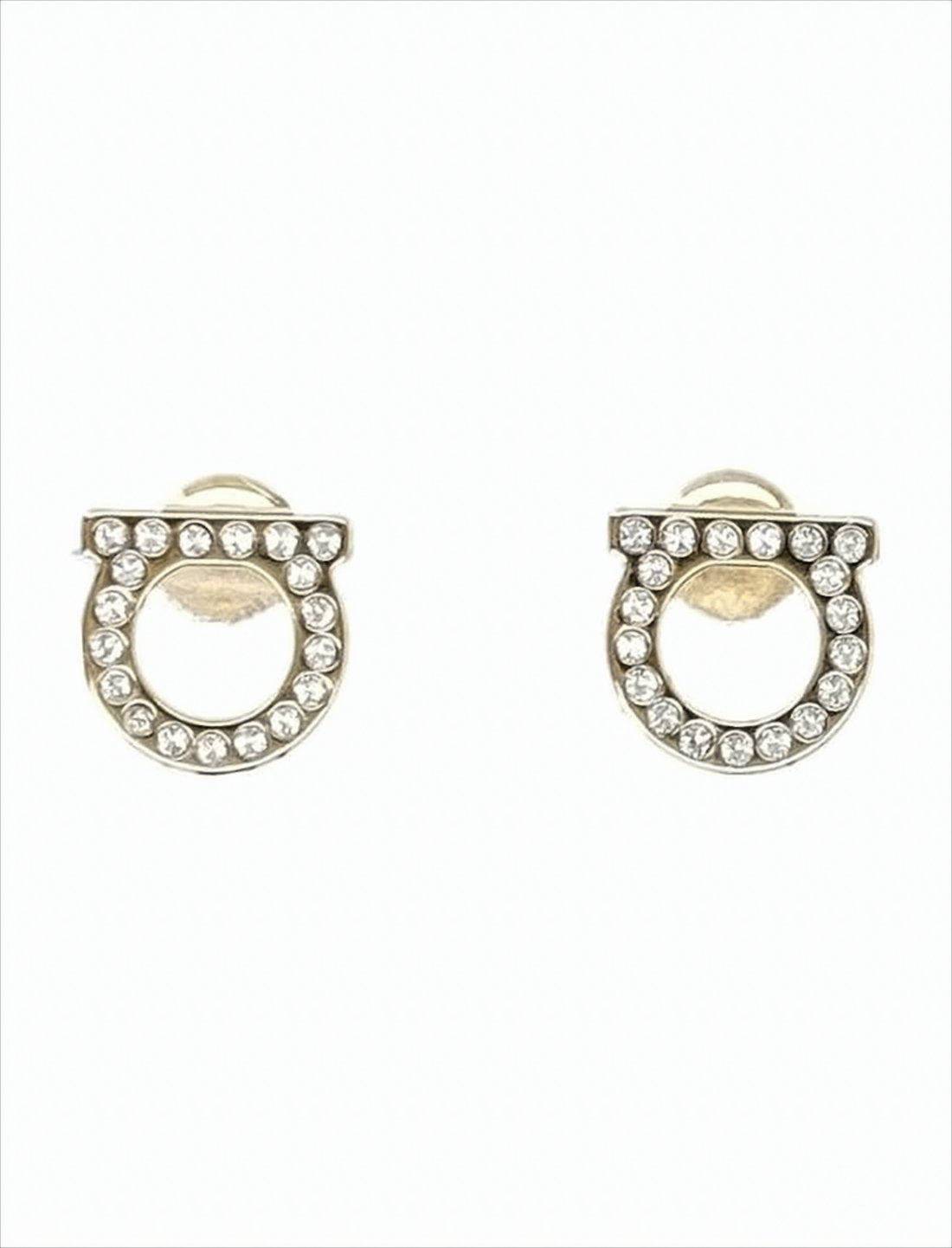 Open Hoop Earrings with Sparkling Stone Accents in Polished Gold-tone Finish