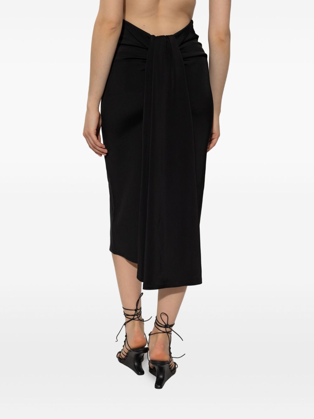 Draped Black Mid-Length Skirt