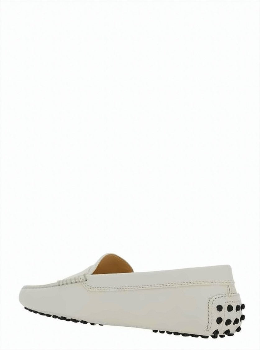 Minimalist White Leather Loafer with Penny Strap Detail