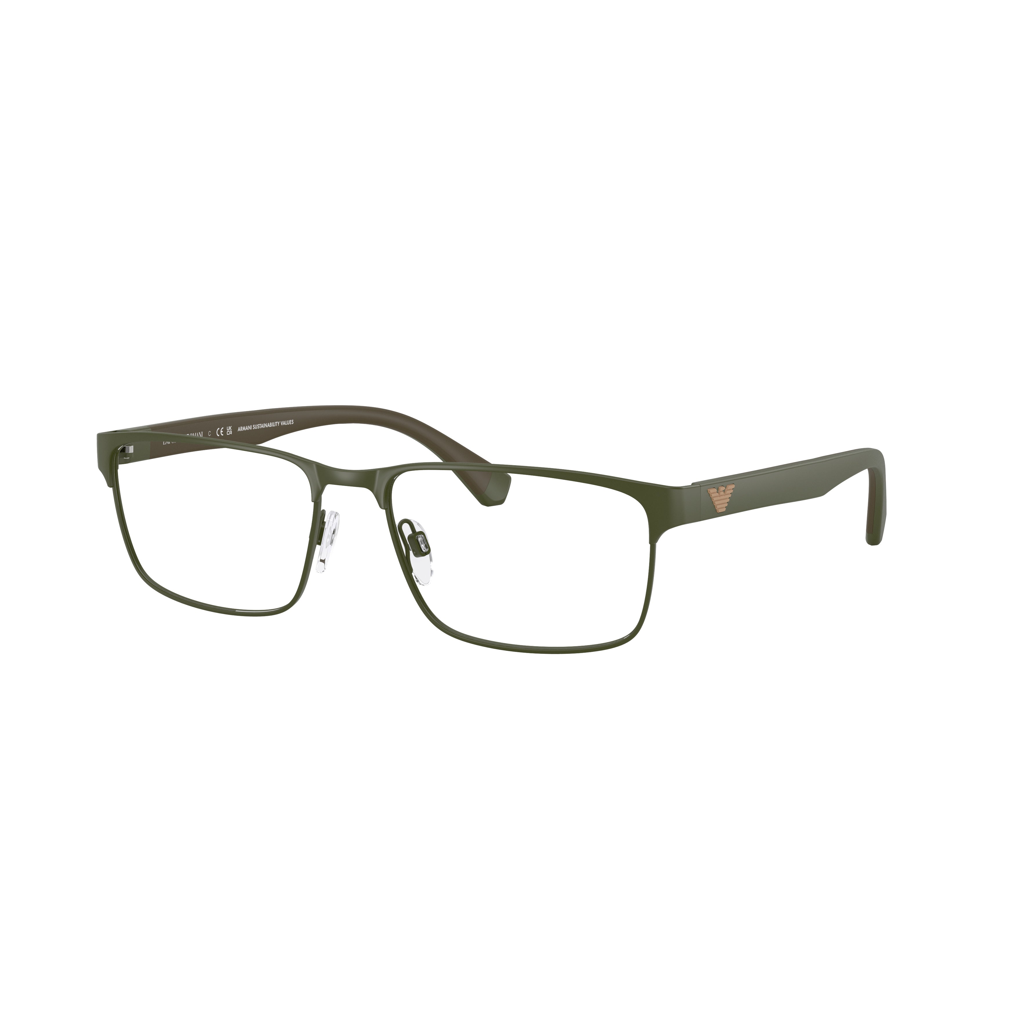 0ea1105 Rectangular Matte Metal Eyeglasses with Adjustable Nose Pads