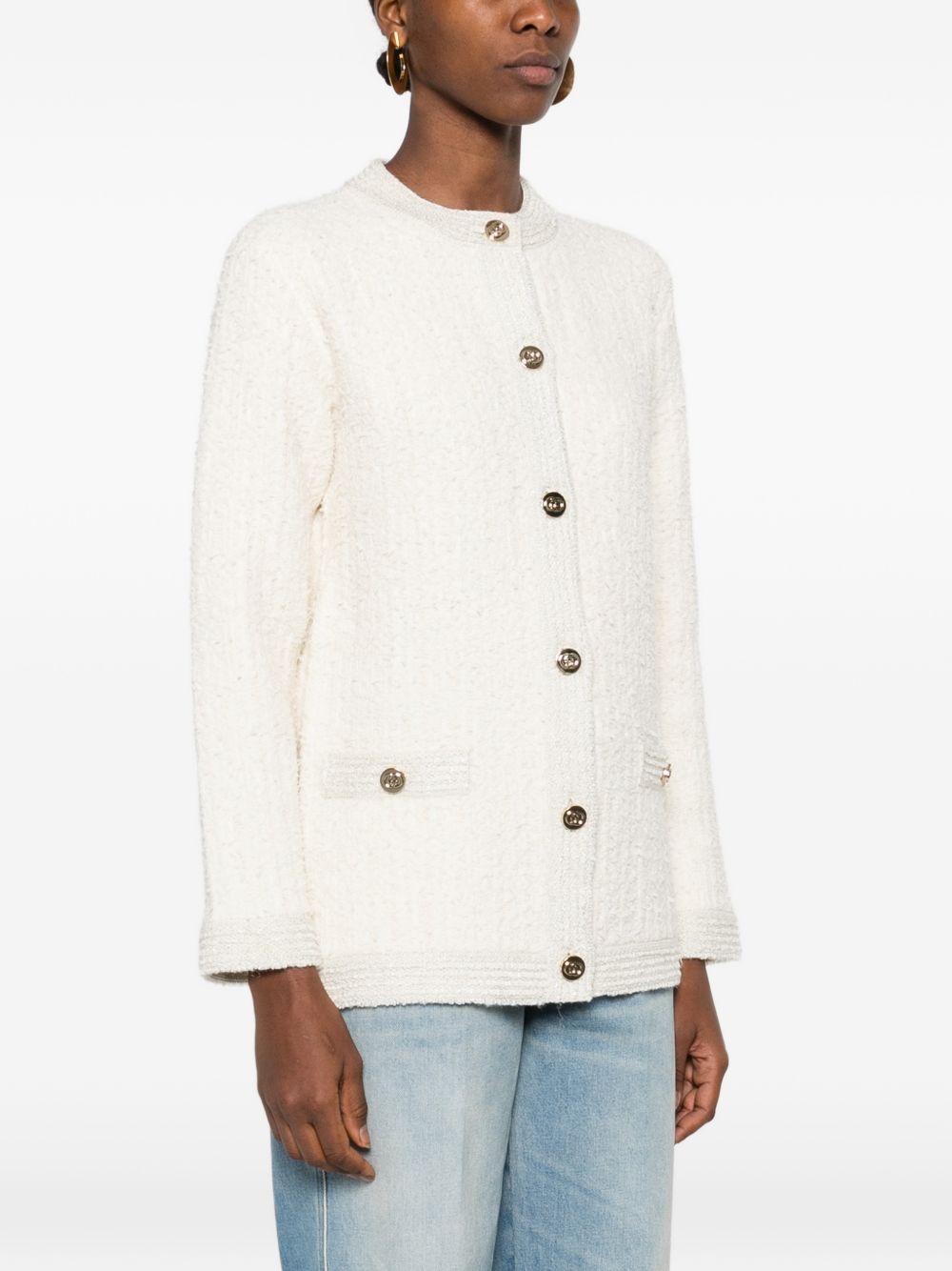 Textured Wool Cardigan with Boxy Silhouette