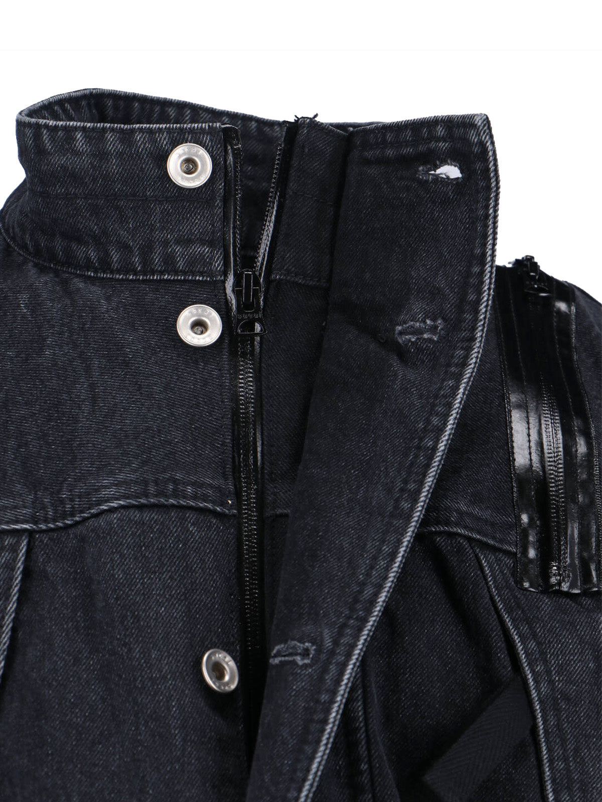 Structured Black Jacket With High Collar And Zipper Closure