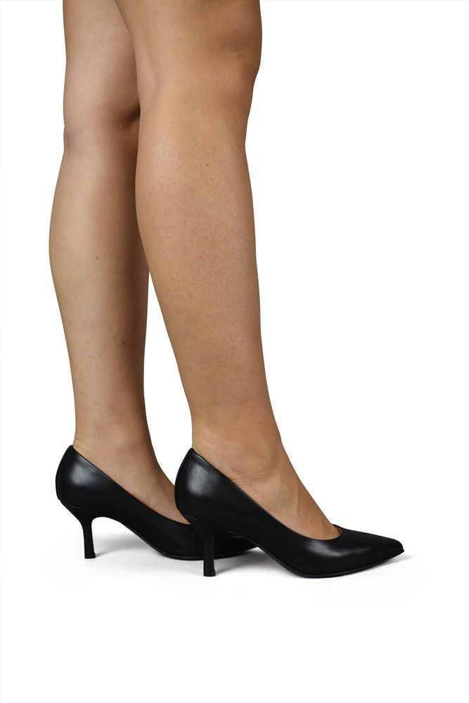 Pointed Toe Black Leather Pumps