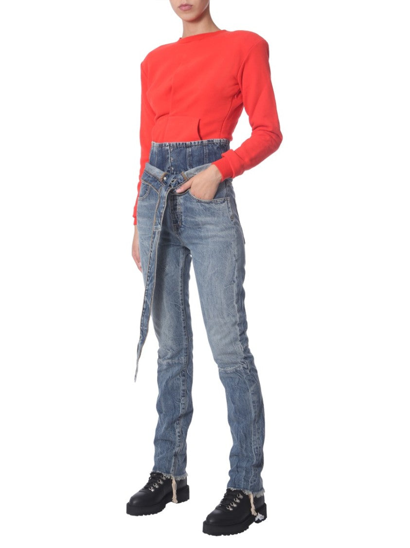 Asymmetrical Red Crew Neck Sweatshirt