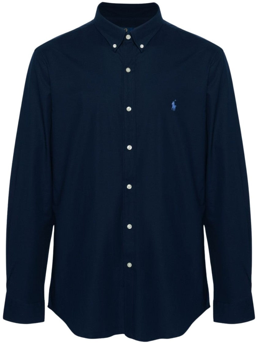 Tailored Blue Shirt with Button-Down Collar