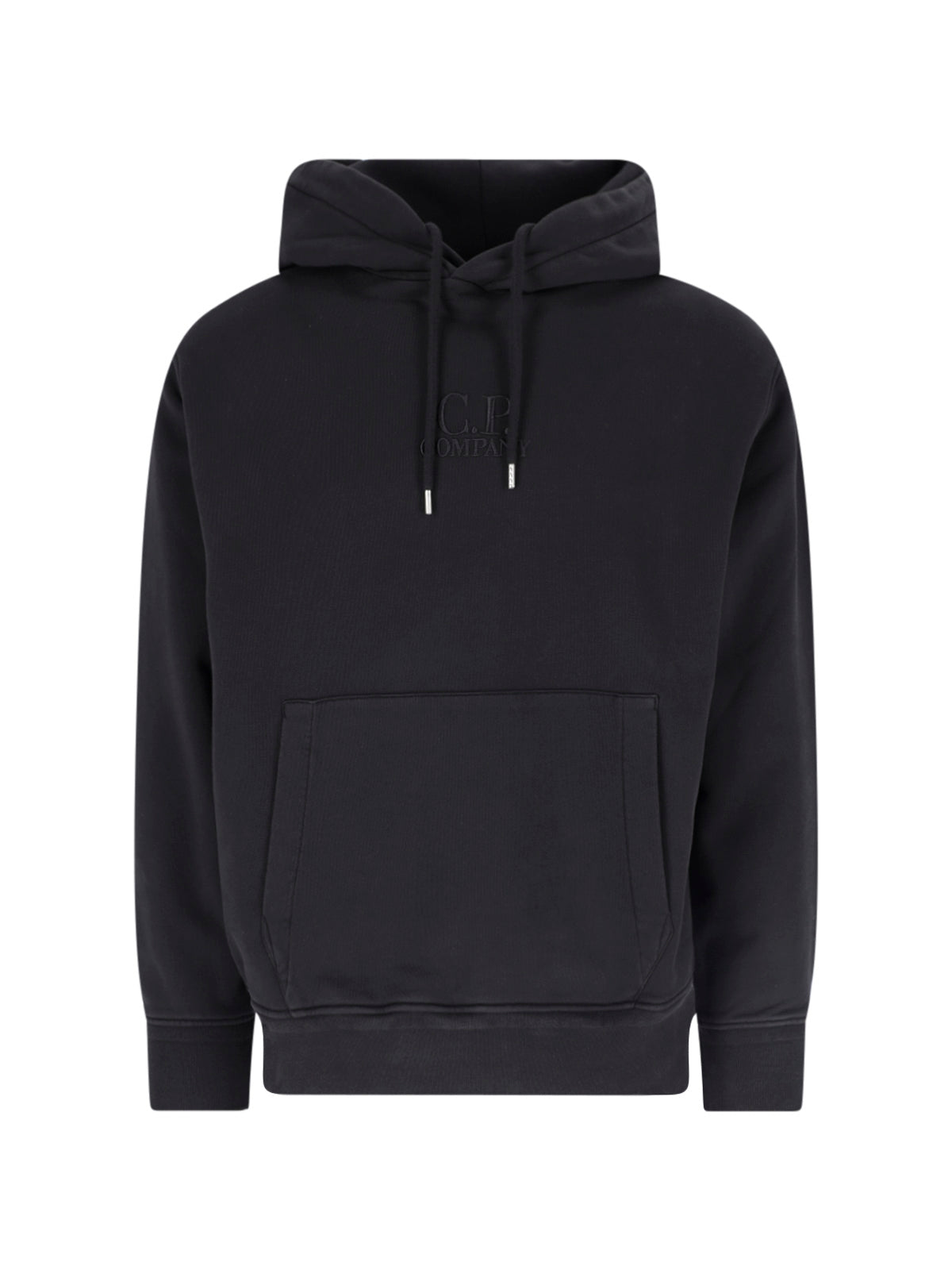Black Cotton Hoodie With Adjustable Drawstring