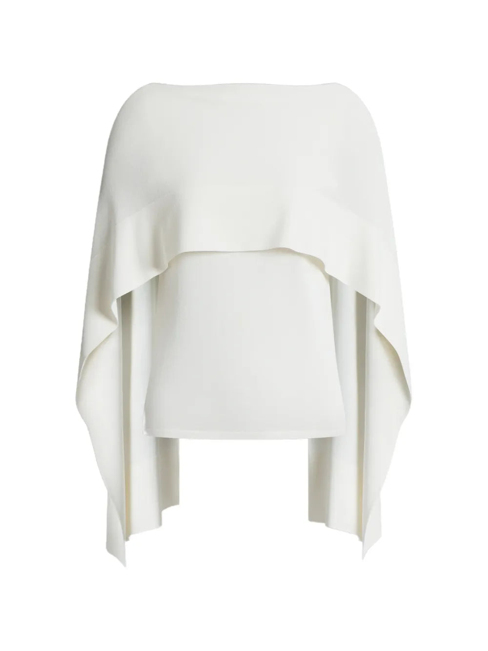 Layered Long-Sleeved Top with Draped Cape Overlay
