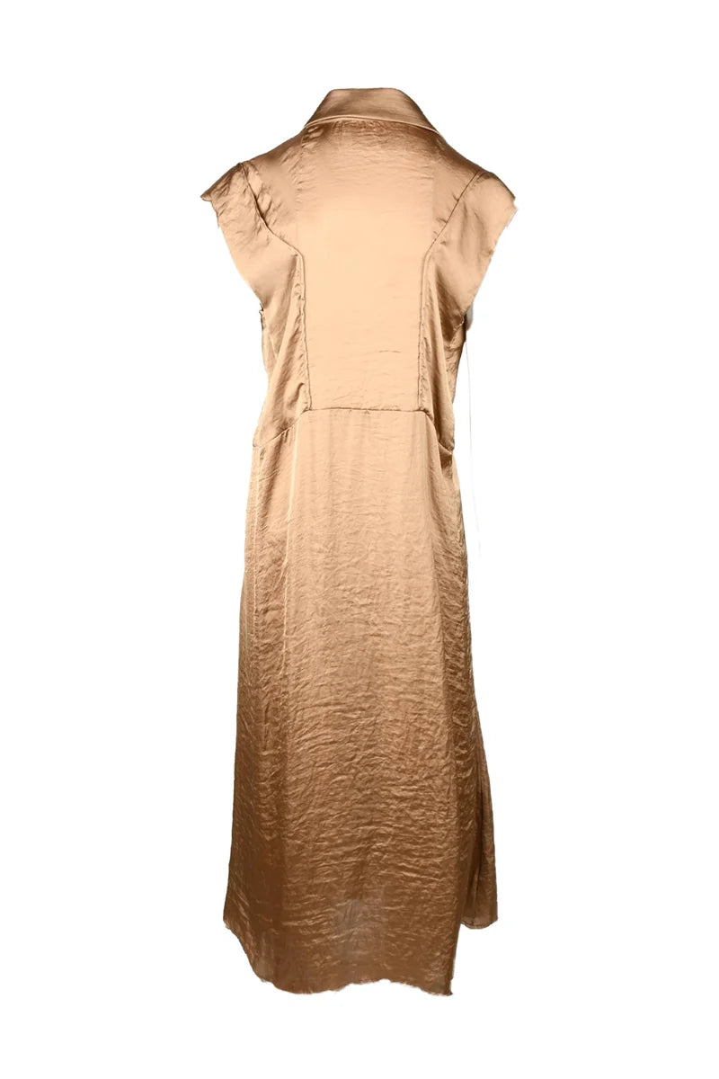 Bronze Midi Dress with Notched Collar