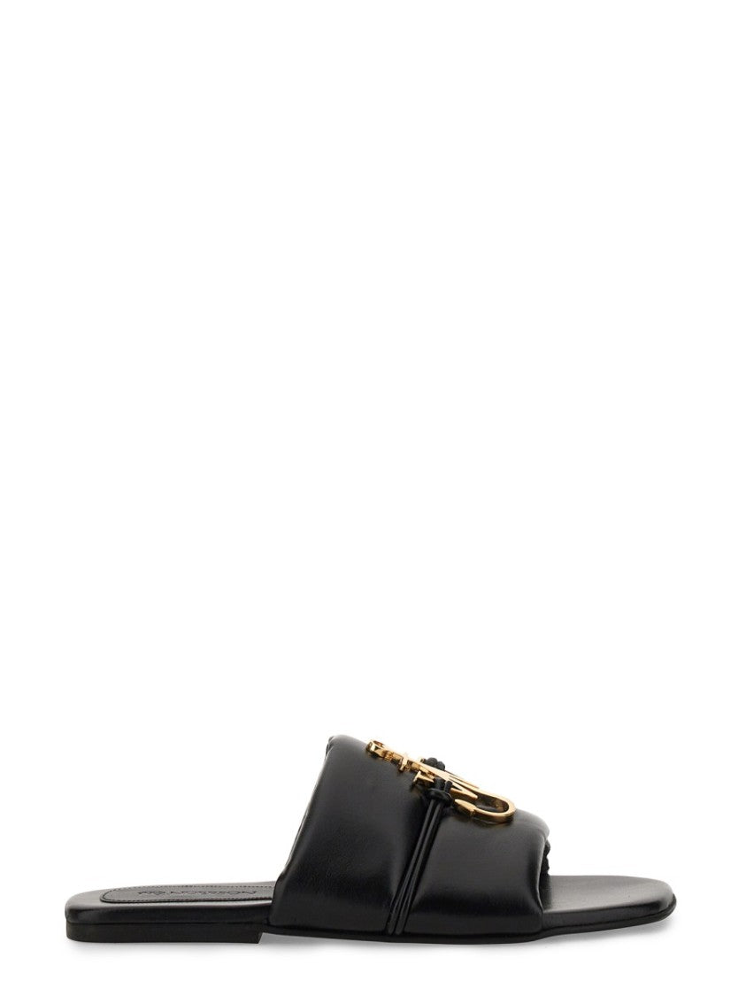 Slide Sandal With Gold-Tone Logo Embellishment