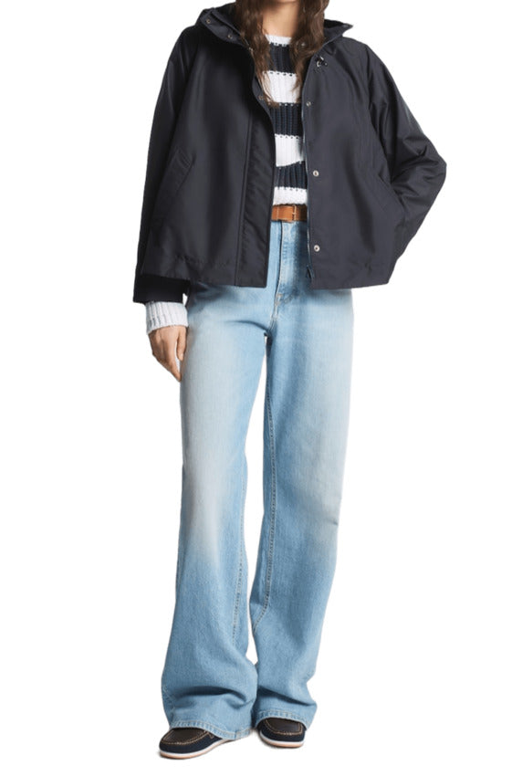 Short Parka in Water-Repellent Technical Poplin