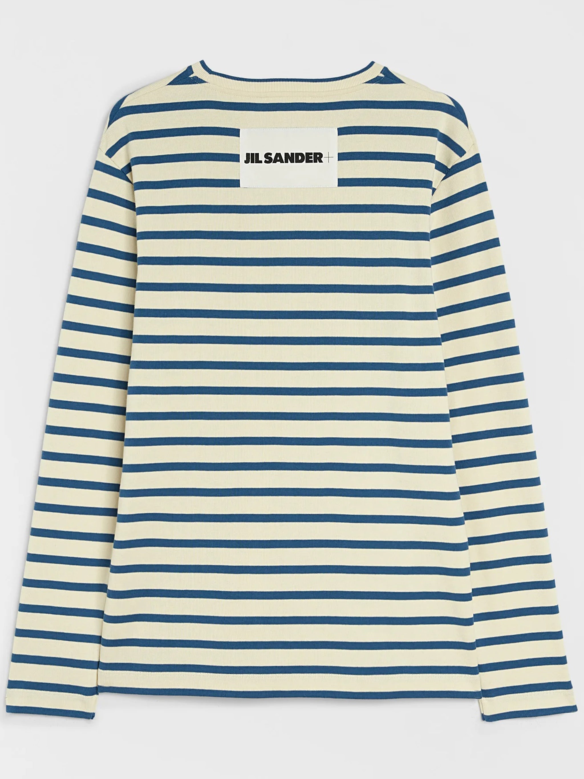 Cream/Blue Stripe Long-Sleeve Cotton Top