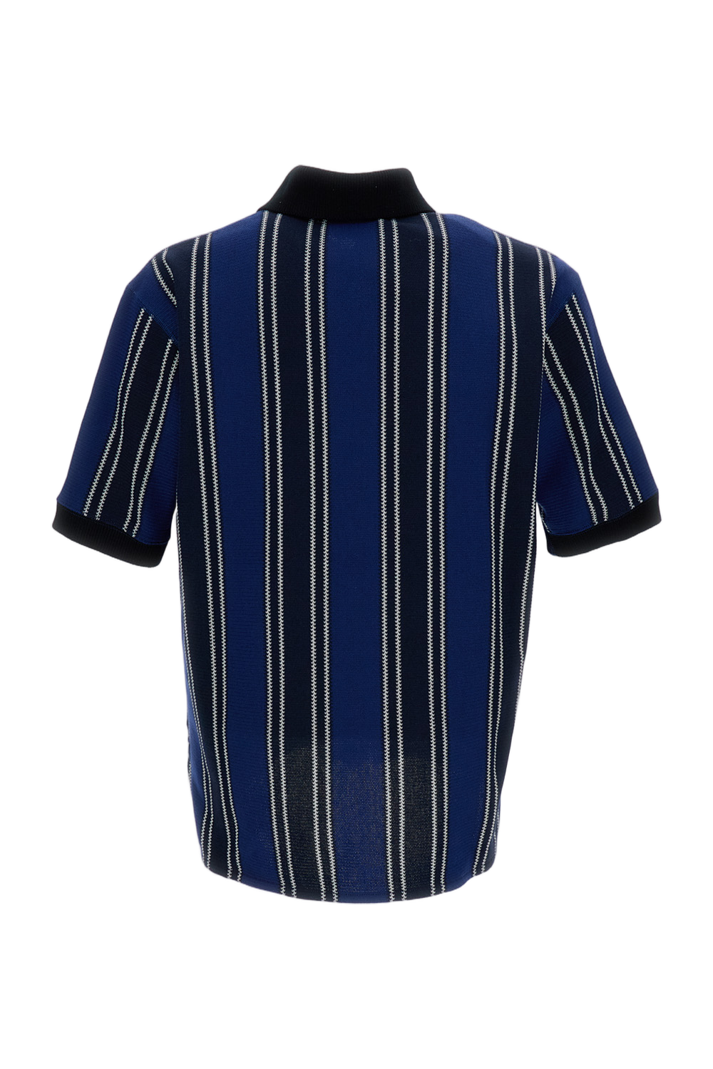 Blue Knitted Cotton Blend Polo Shirt