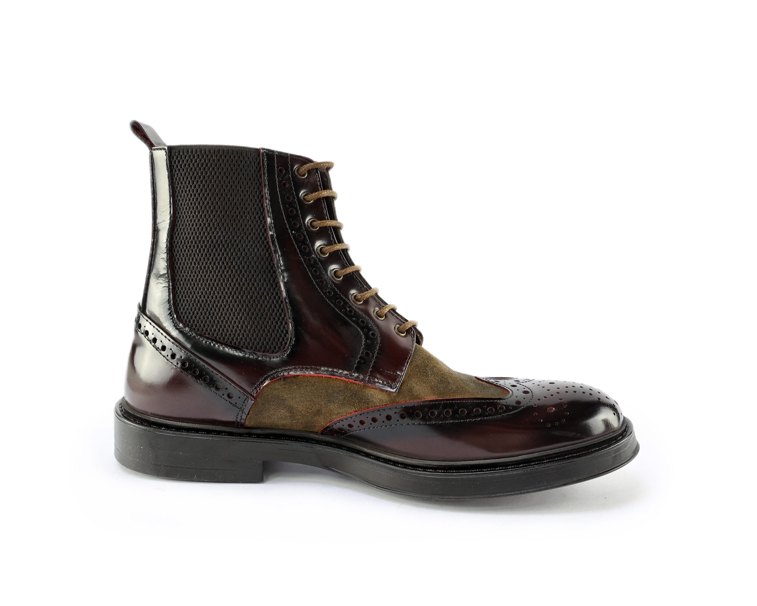 Brogue Lace-Up Ankle Boots with Textured Detailing