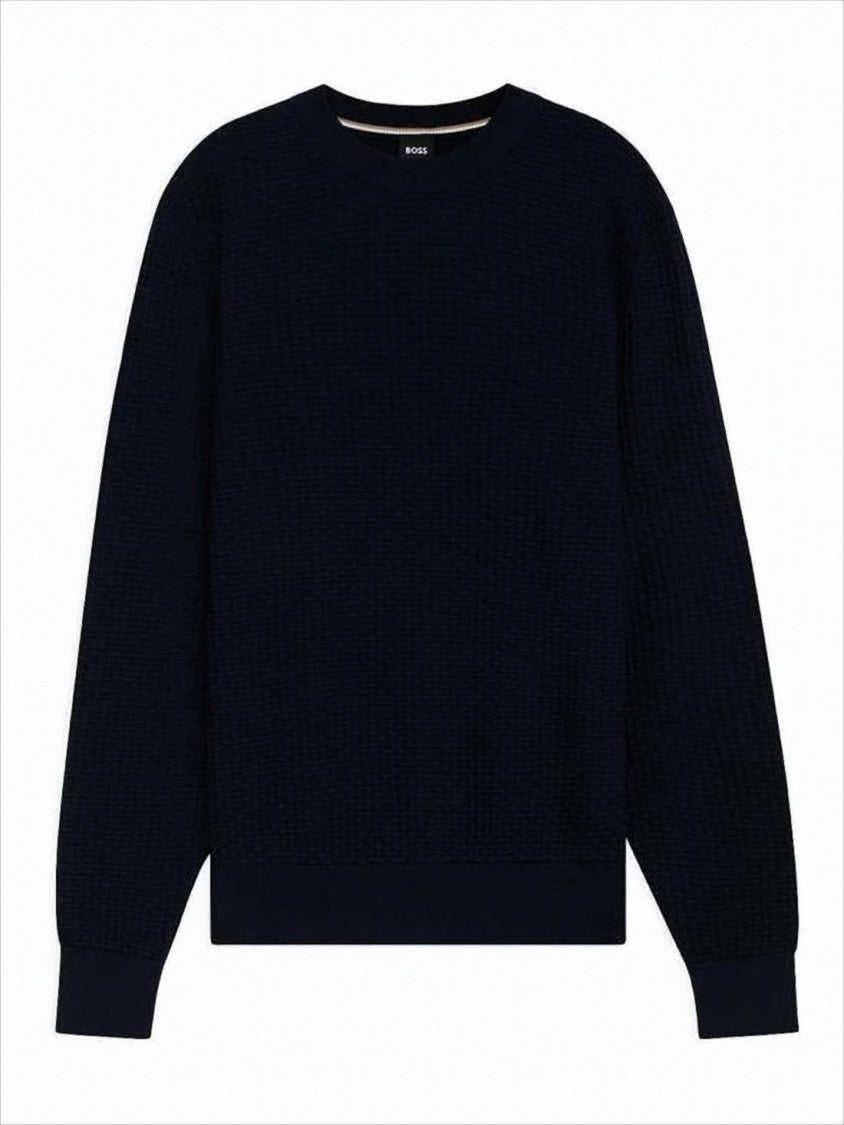 Textured Knit Crew Neck Sweater