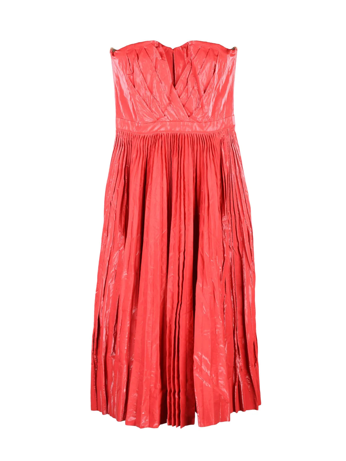 Red Viscose Polyester Cotton Metallic Women Long Dress