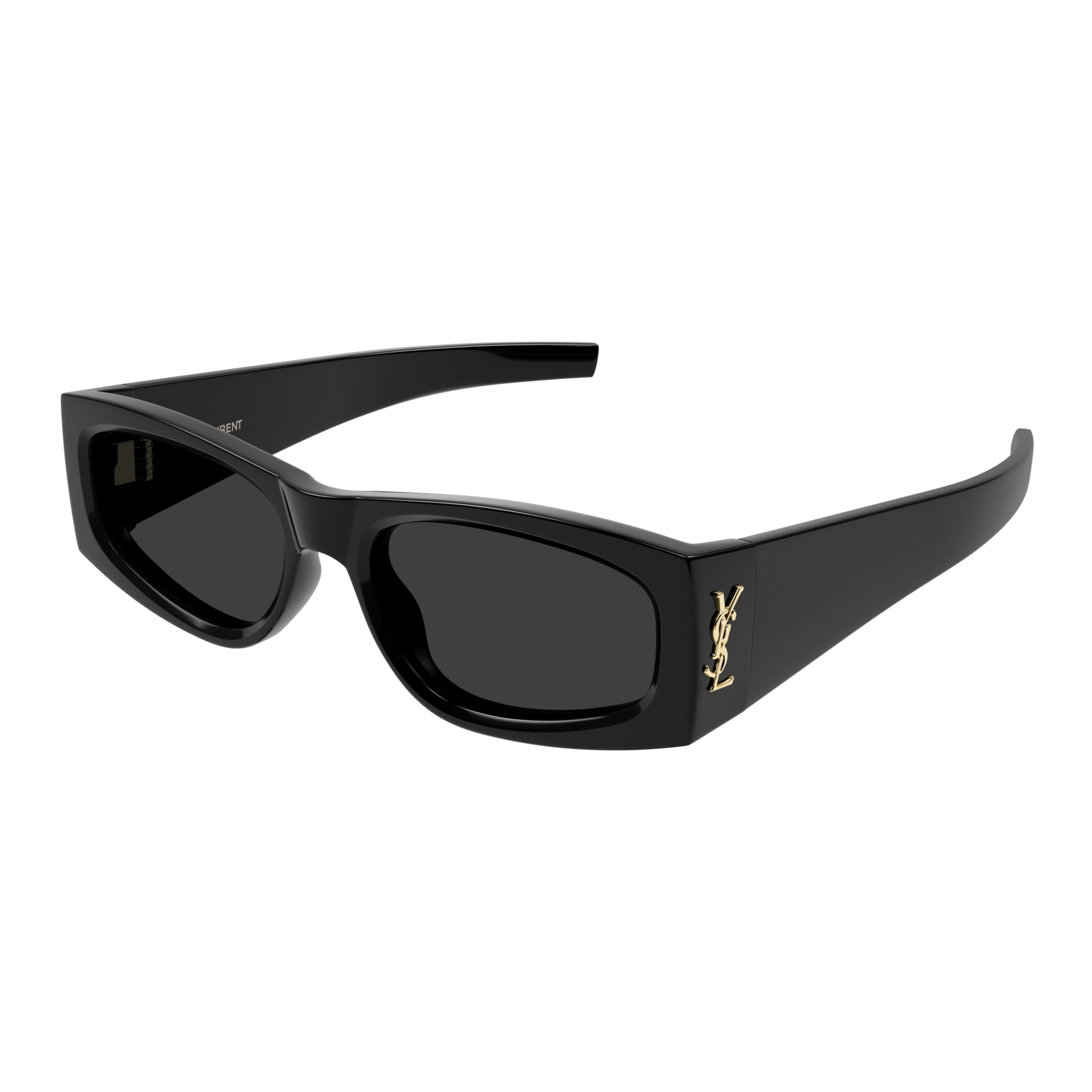 Rectangular Black Recycled Acetate Sunglasses with Gold-tone Logo