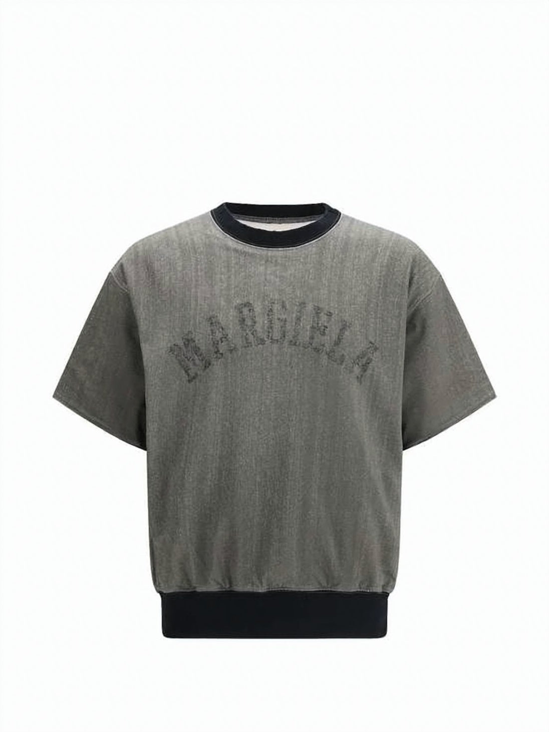 Boxy-Fit Short-Sleeve T-Shirt with Distressed Text Detail