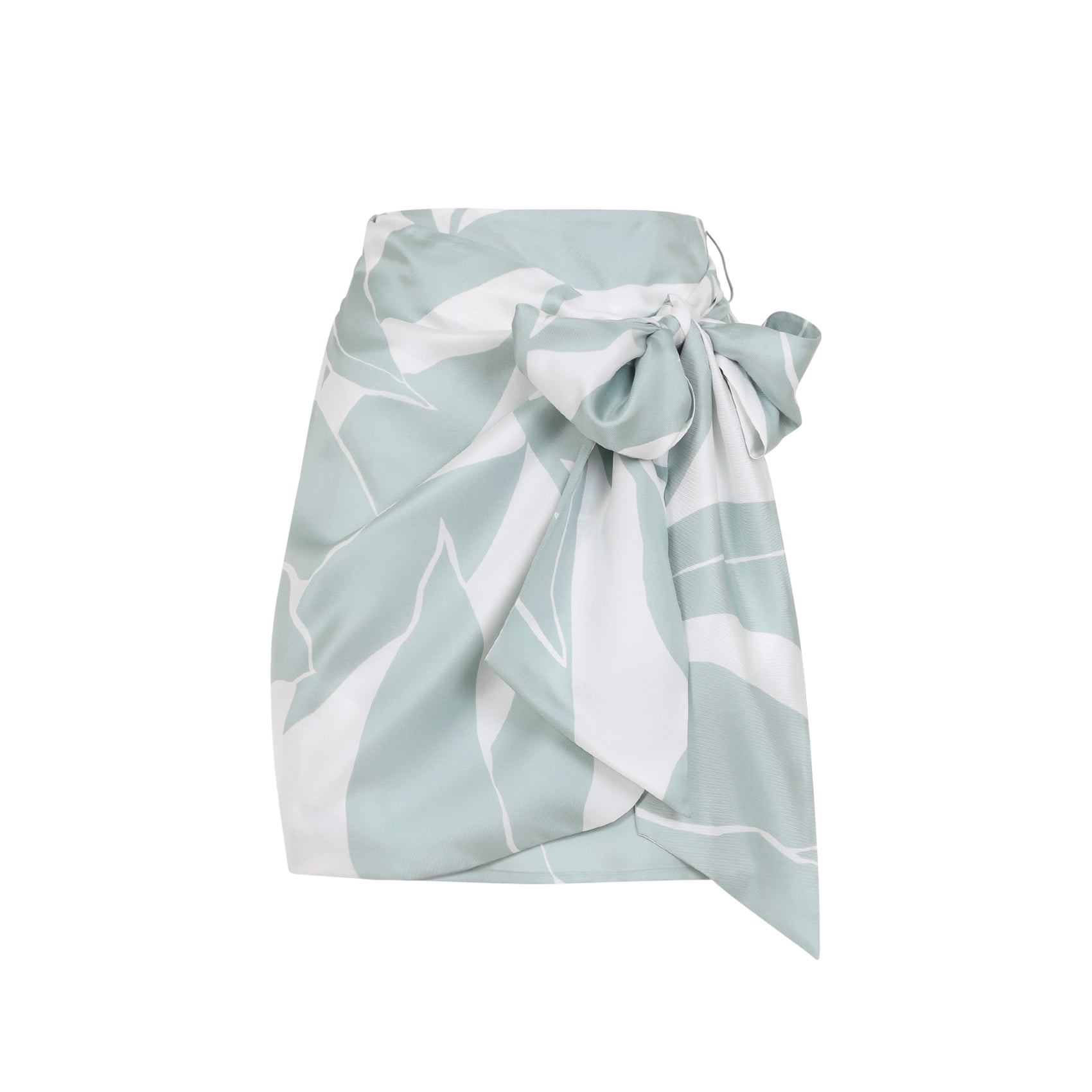 Silk Mini Skirt with Abstract Leaf Pattern