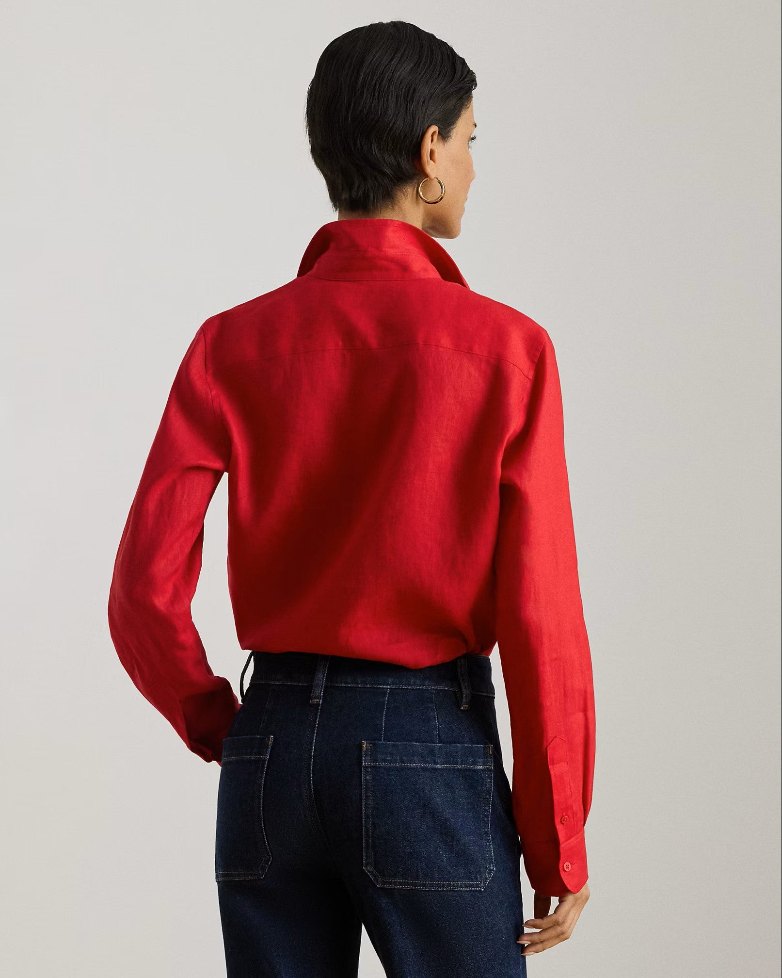 Red Tissue Linen Button Shirt