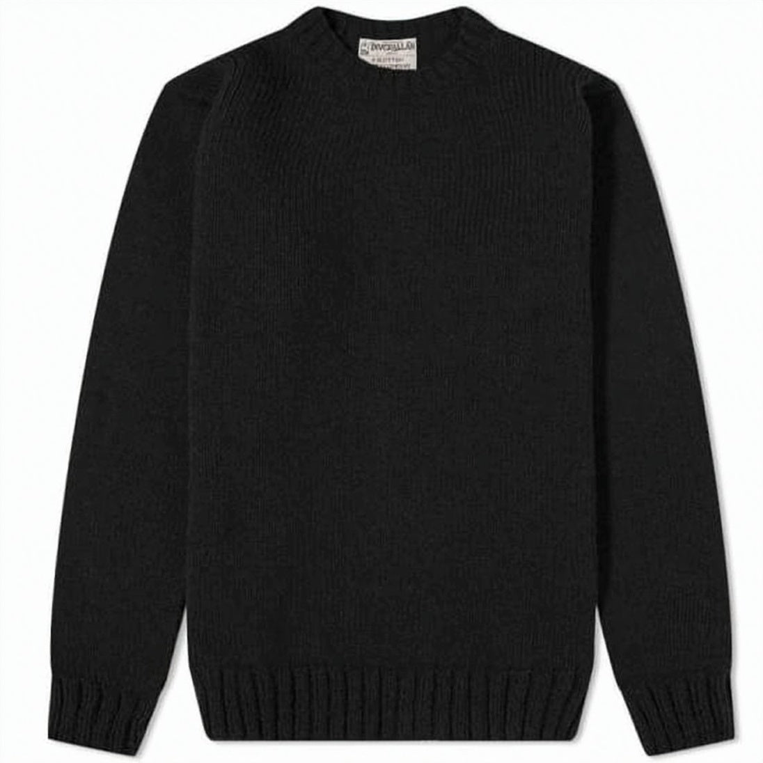 Classic Black Wool Sweater With Ribbed Detailing