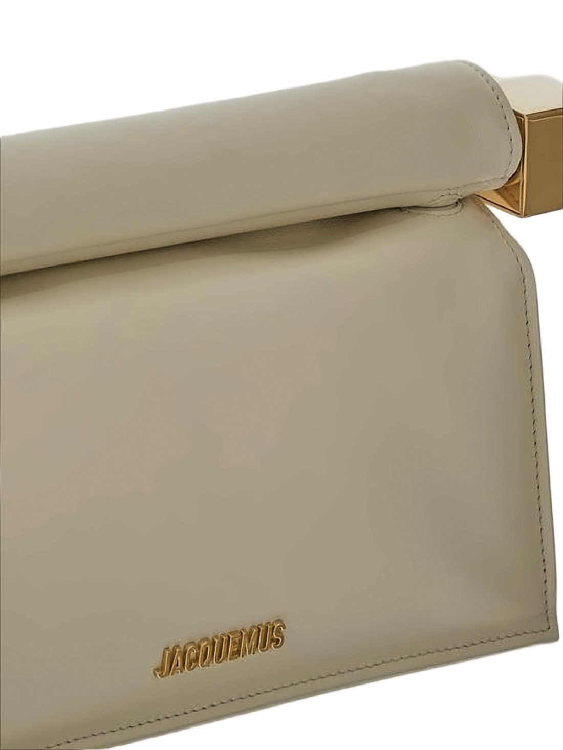 Rectangular Leather Clutch with Sculptural Closure