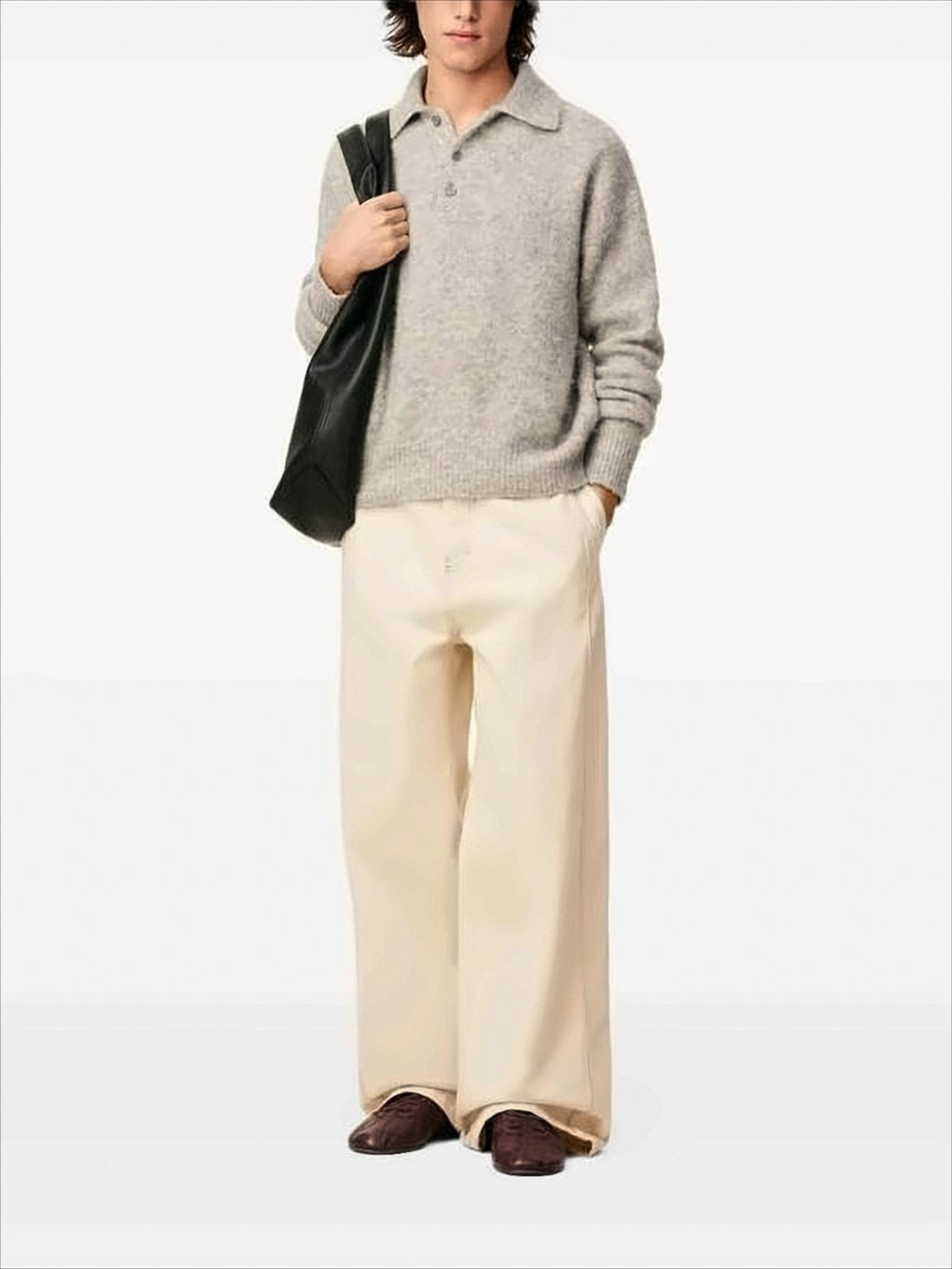 High-Waisted Wide-Leg Denim Pants