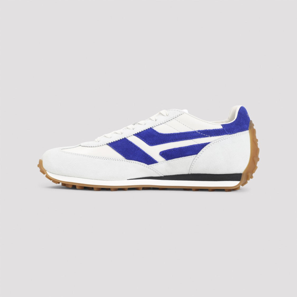 White Leather Sneakers with Purple Accents