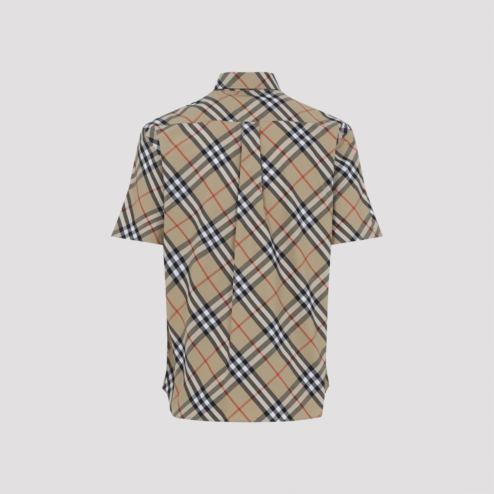 Short-Sleeved Check Pattern Shirt With Button-Down Front