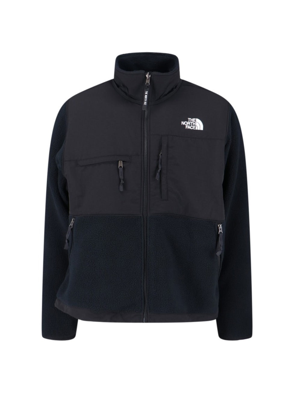 Teddy Fabric Zip Jacket With High Collar And Contrasting Details