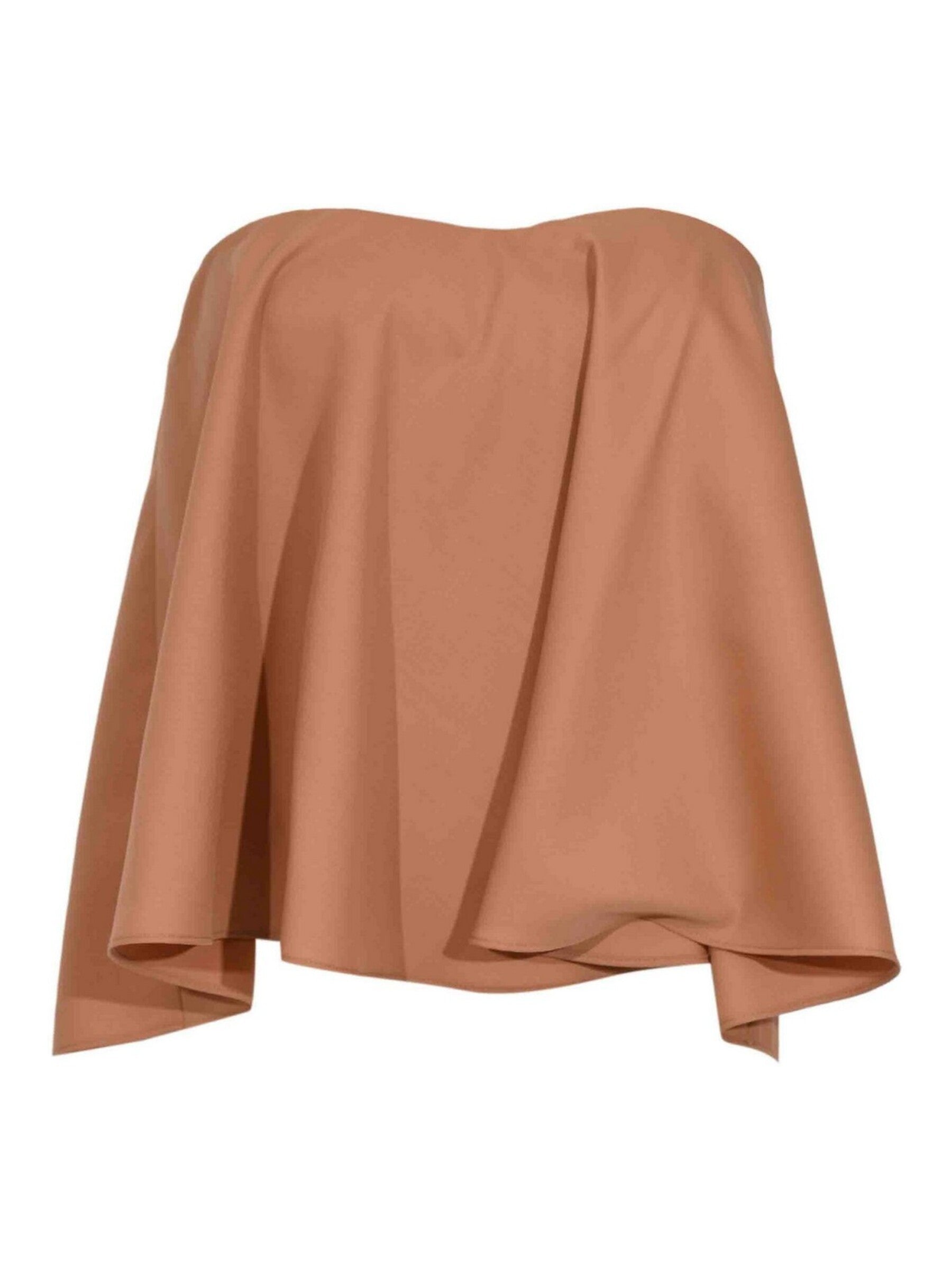 Structured Strapless Top with Flared Cape Silhouette