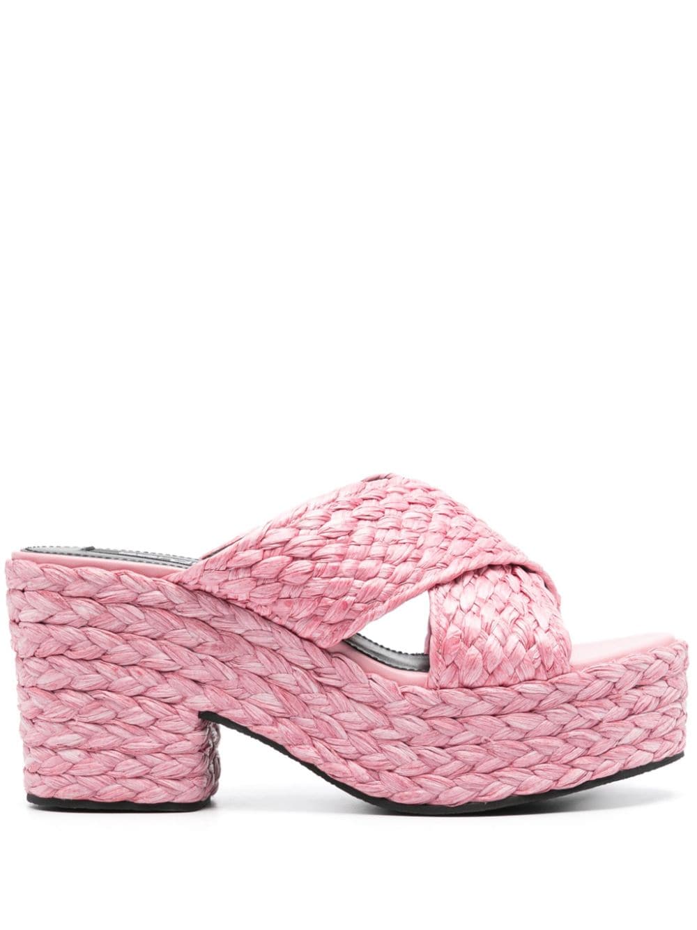 Light Pink Woven Raffia Sandals