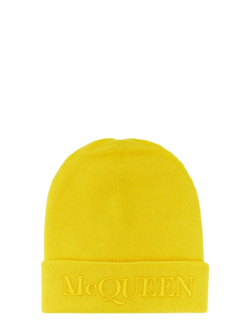 High-Lapel Cashmere Hat With Embroidered Logo