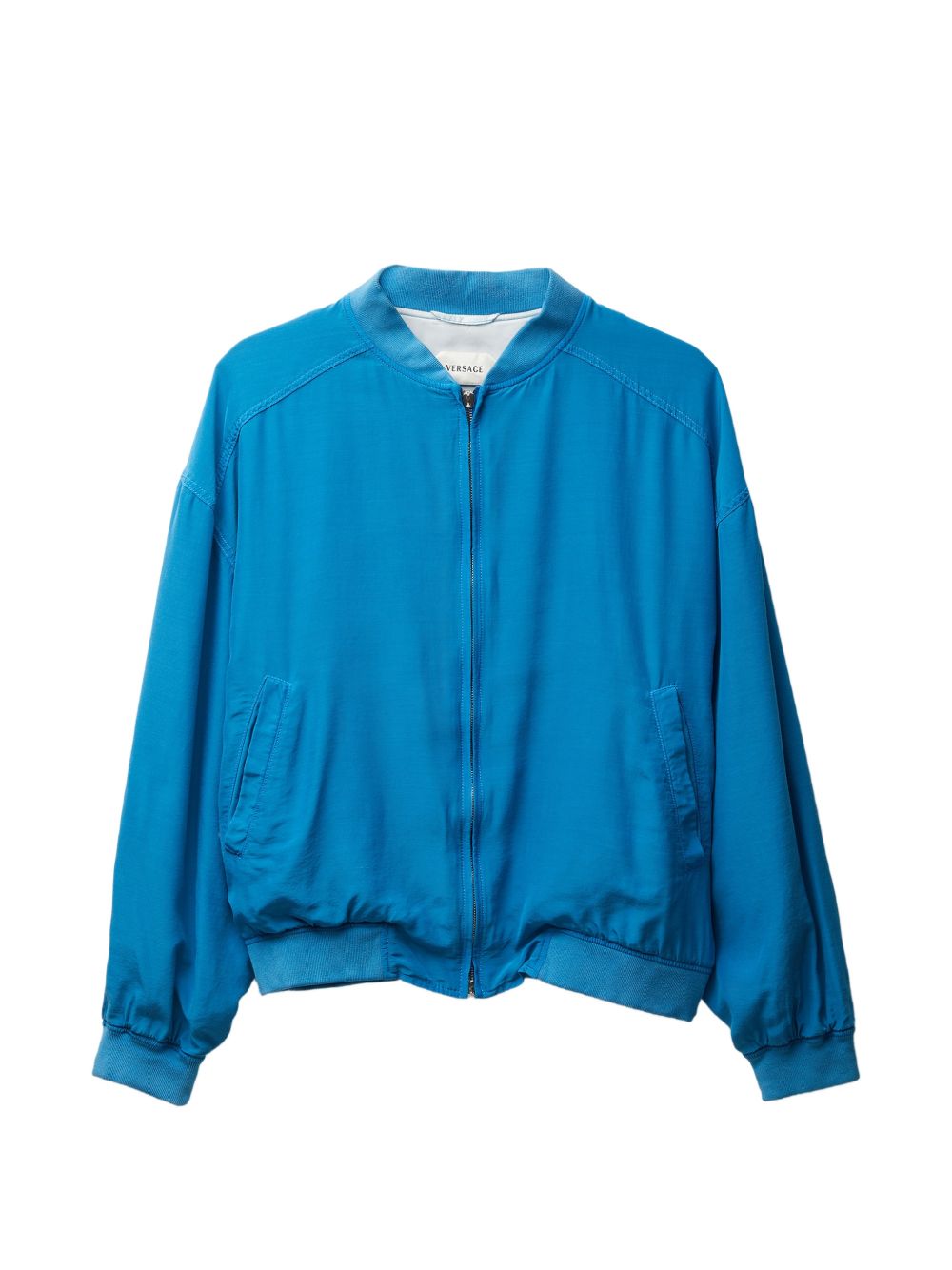 Vibrant Blue Silk And Nylon Bomber Jacket
