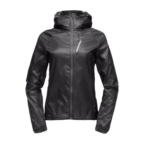 Smooth-Finish Black Jacket With Hood And Zip Pocket