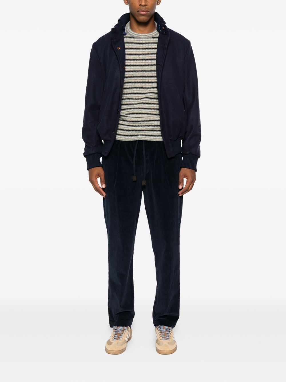 Carrot Fit Trousers In Cotton-Cashmere Blend