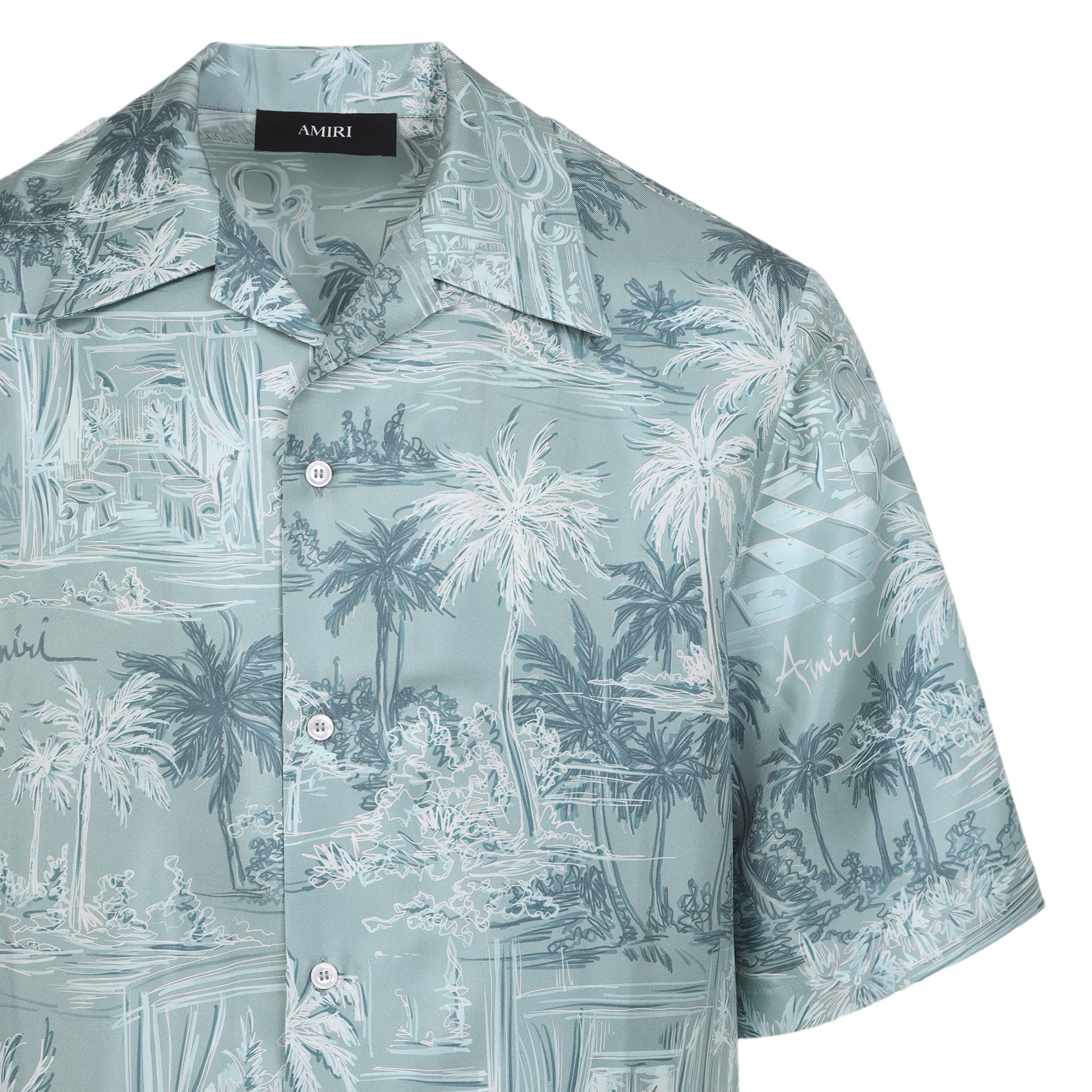 Short-Sleeve Silk Shirt With Tropical Print