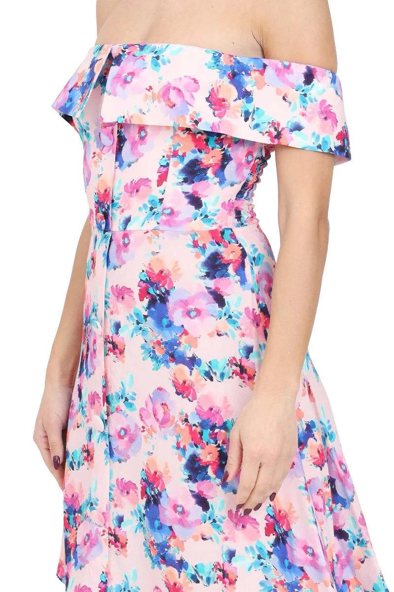 Short Dress - Pink/Sky Blue