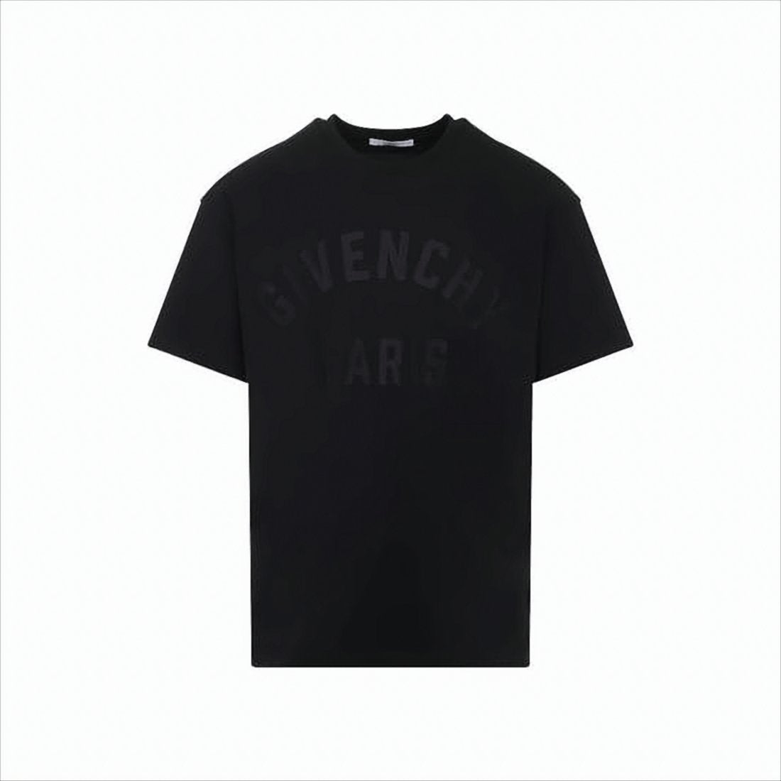 Short-Sleeve Black T-Shirt with Subtle Embossed Design