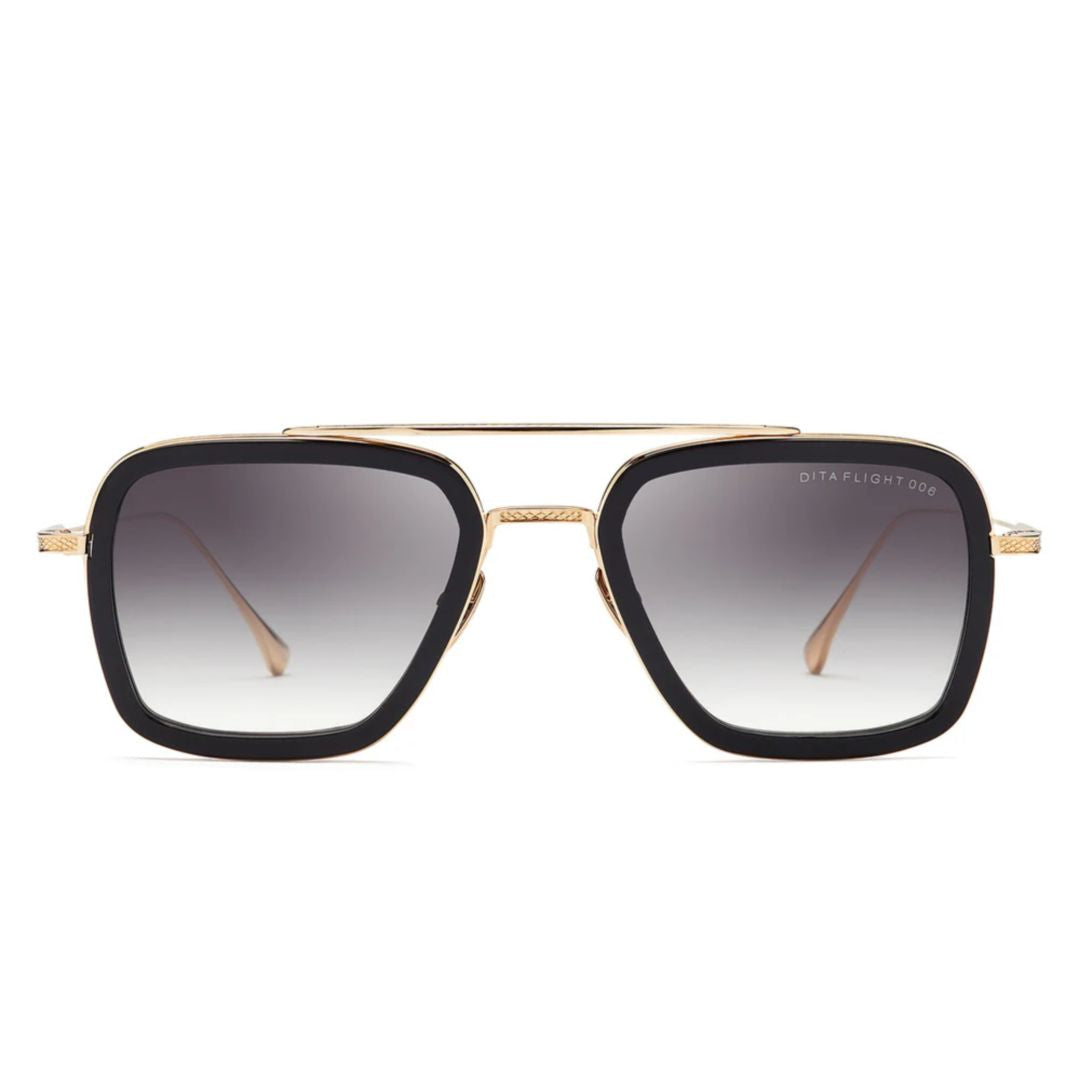 Flight.006 Bold Square Frame Sunglasses with Gold Metal Detailing