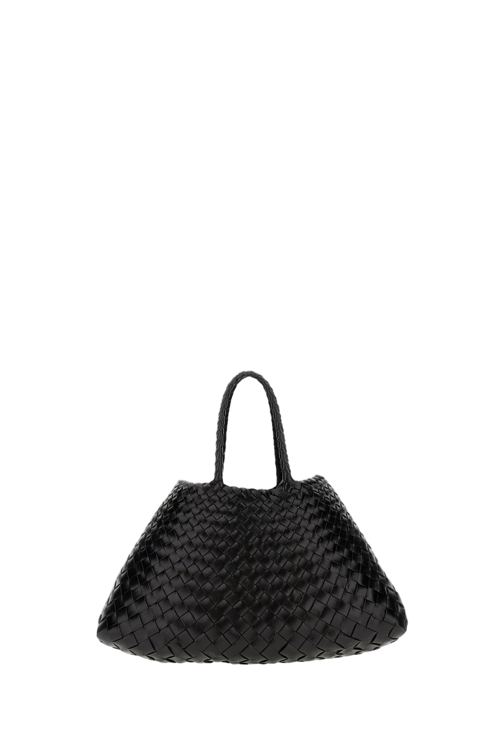 Tapered Black Buffalo Calf Leather Handwoven Bag