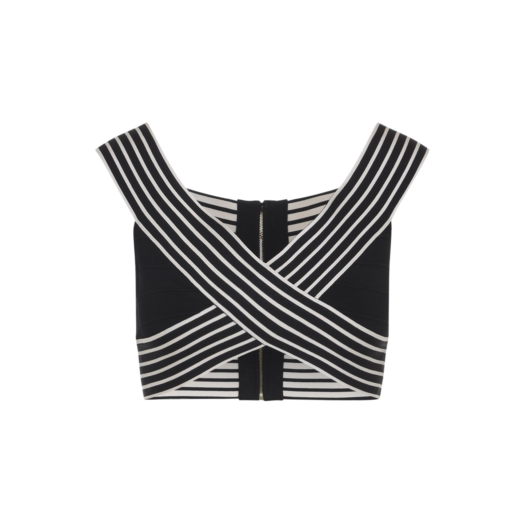 Cropped Top With Crisscrossing Striped Straps