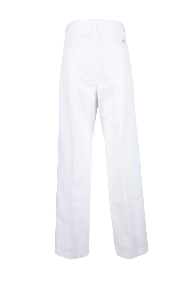 High-Waisted White Trousers