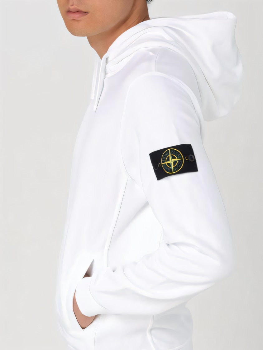 White Hoodie With Logo Patch