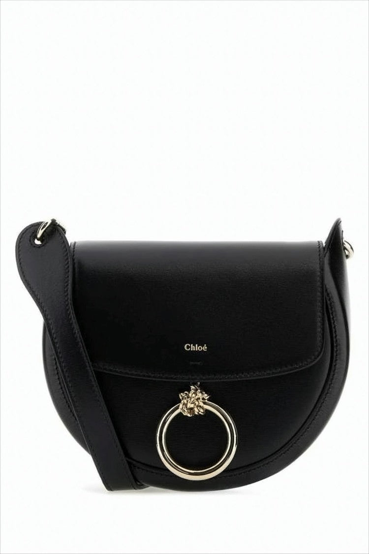 Crescent-Shaped Calf Leather Crossbody Bag