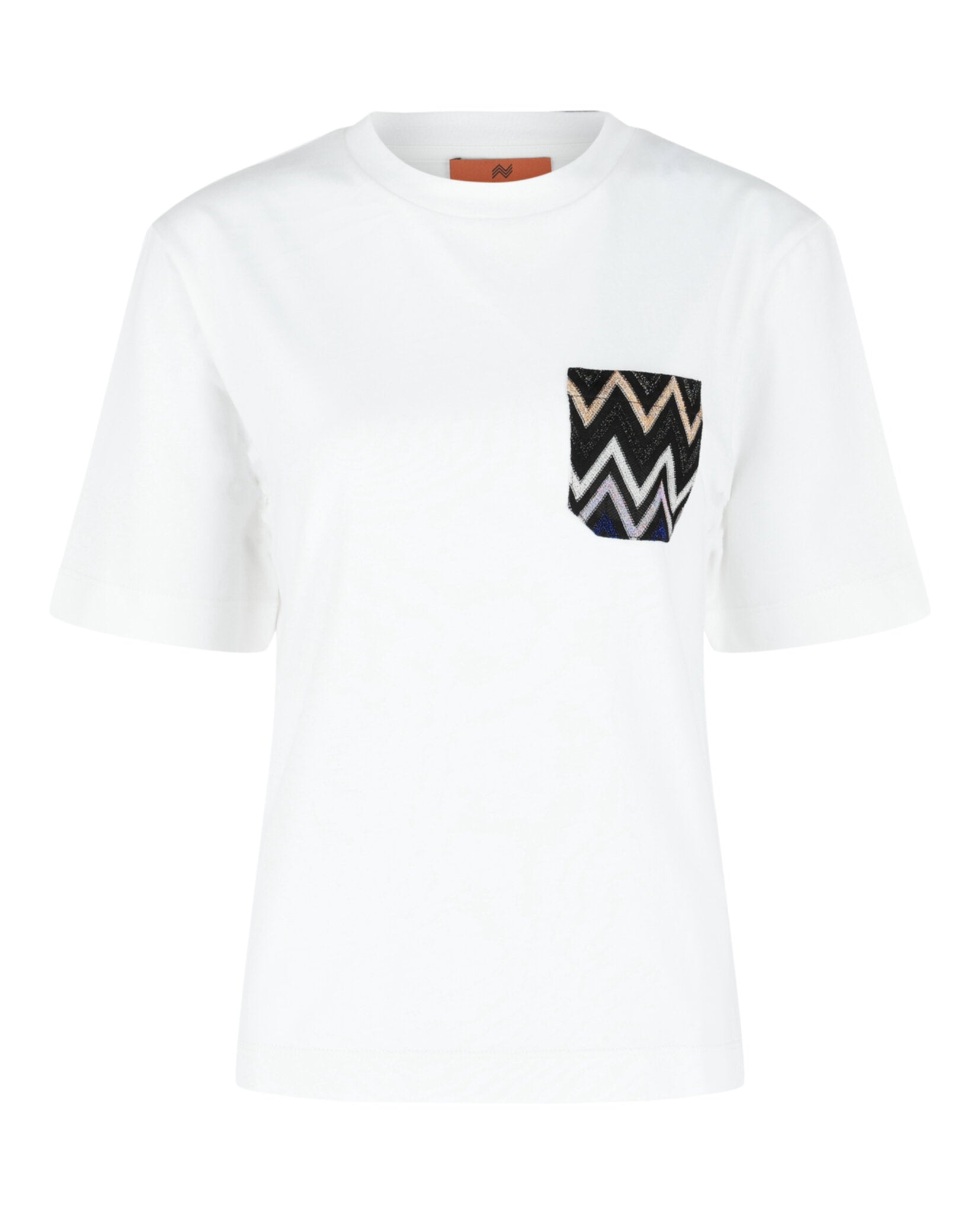 Cotton T-Shirt With Zig Zag Lamé Pocket